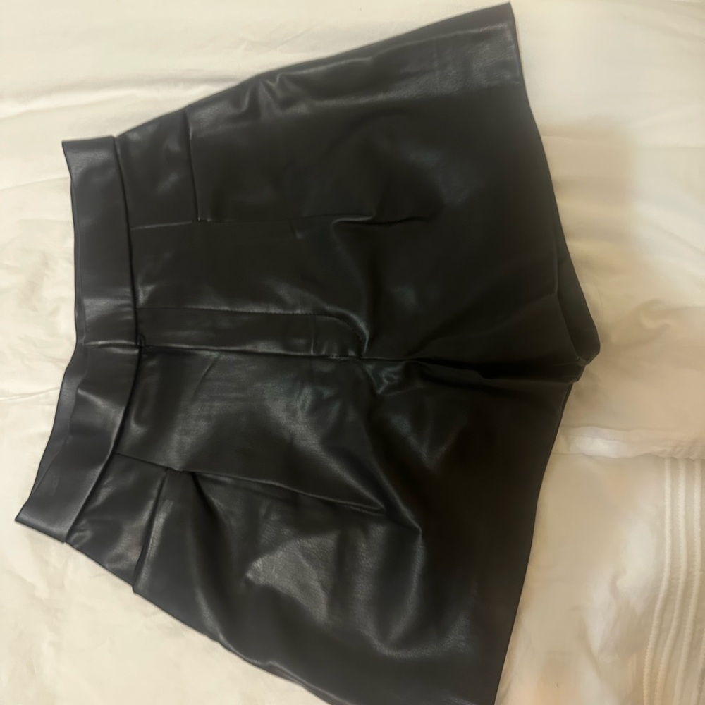 Zara Black Leather-Style Shorts